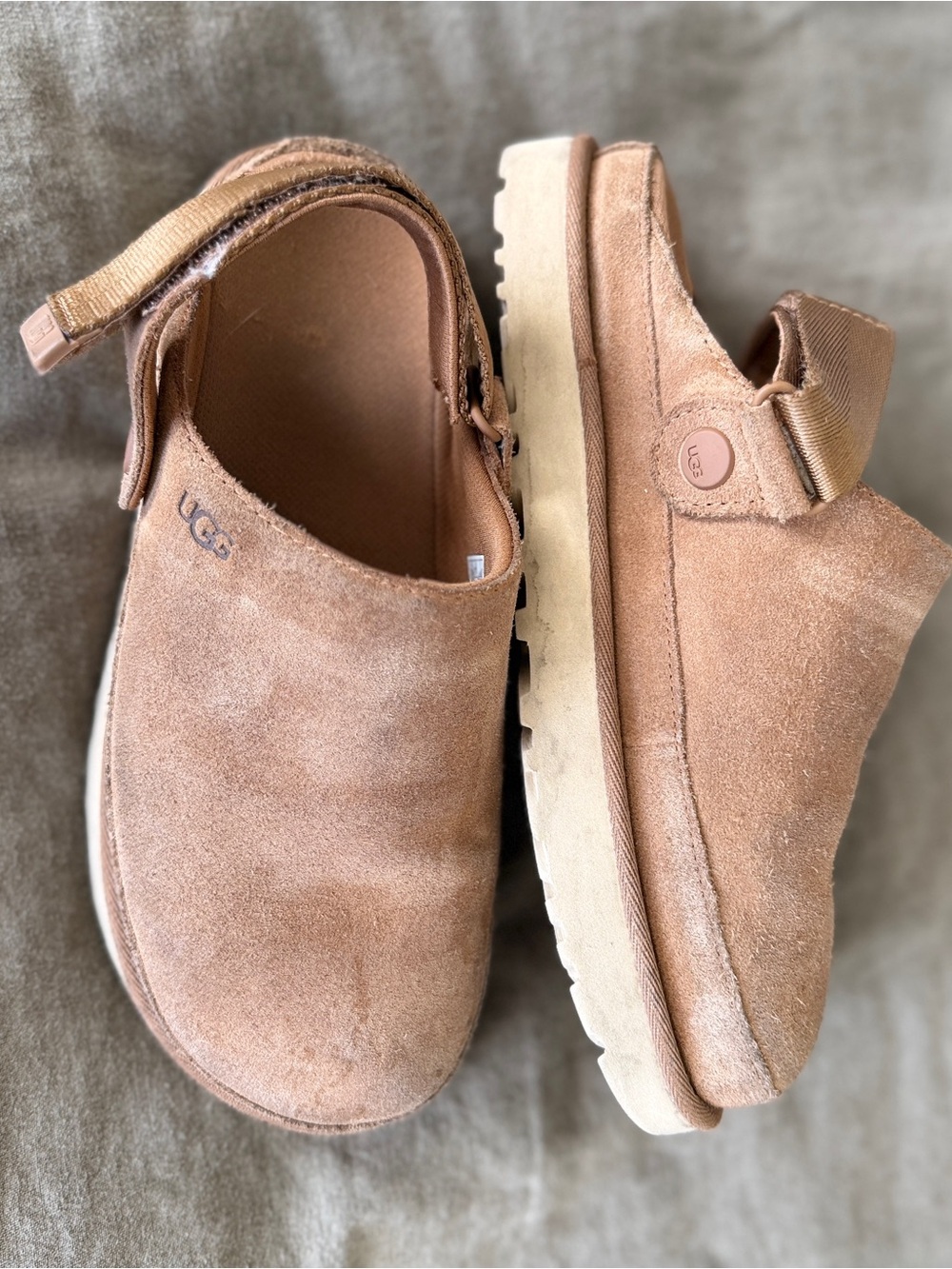 UGG Goldenstar Suede Platform Clogs Brown Tan - Picture 3 of 10